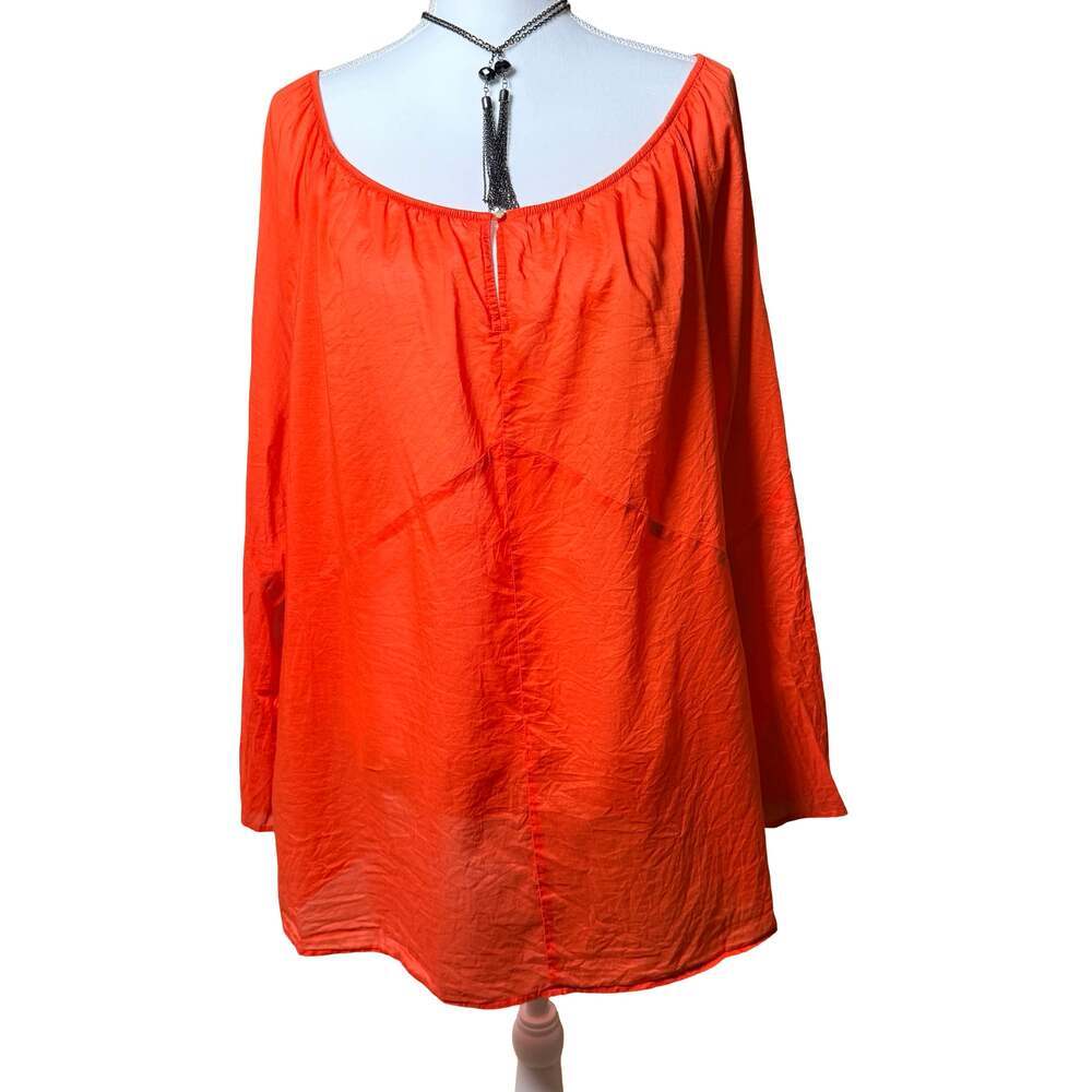 Talbots Woman 100% Cotton Orange Long Sleeve Blouse Size 22W